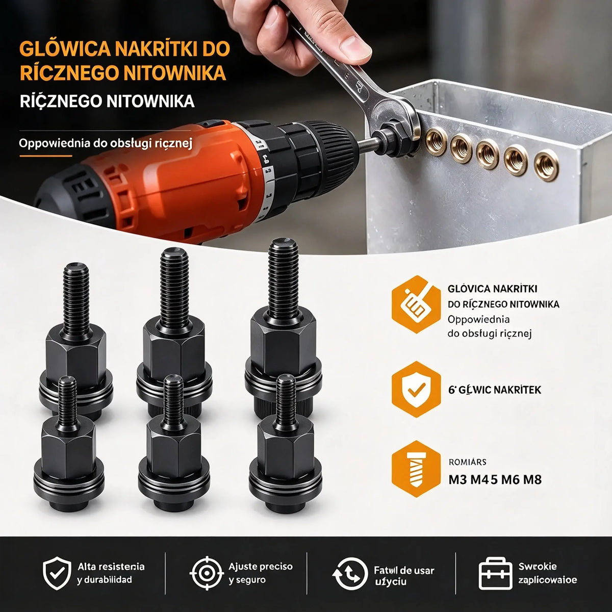 【166 elementów】🏆Ostatni dzień tej specjalnej oferty – zaoszczędź 49%!🛠️Zestaw narzędzi do nitonakrętek, zawiera nitonakrętki w rozmiarach M3, M4, M5, M6 oraz M8
