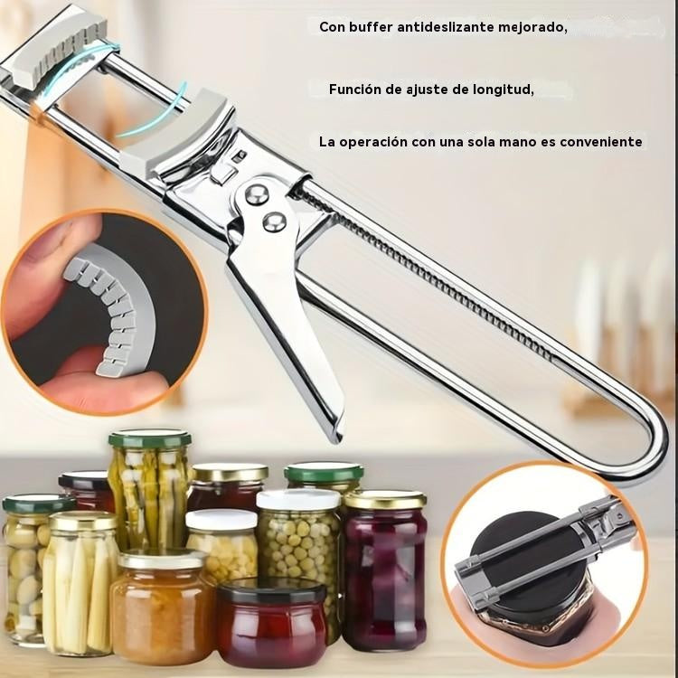 🌈Oferta especial 43% de descuento🔥【Compra uno y llévate otro gratis】🥫Abridor de botellas ajustable de acero inoxidable multifuncional creativo🥗Puede abrir latas y mermeladas