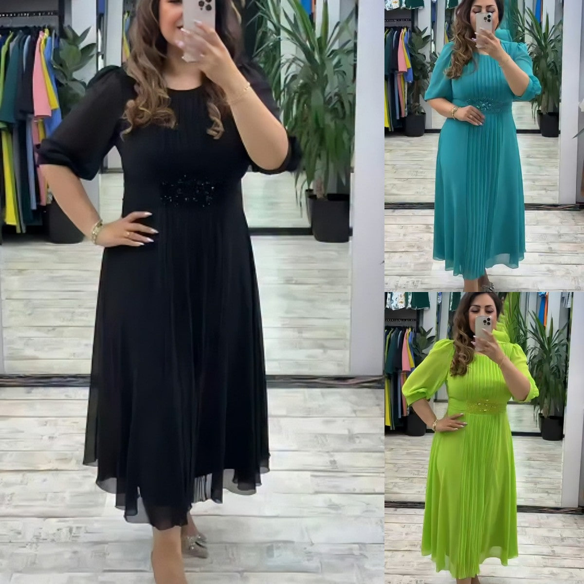 【🔥Producto estrella 🔥】👗【S-5XL】Vestido de gasa informal, elegante, clásico, sencillo y moderno para mujer.