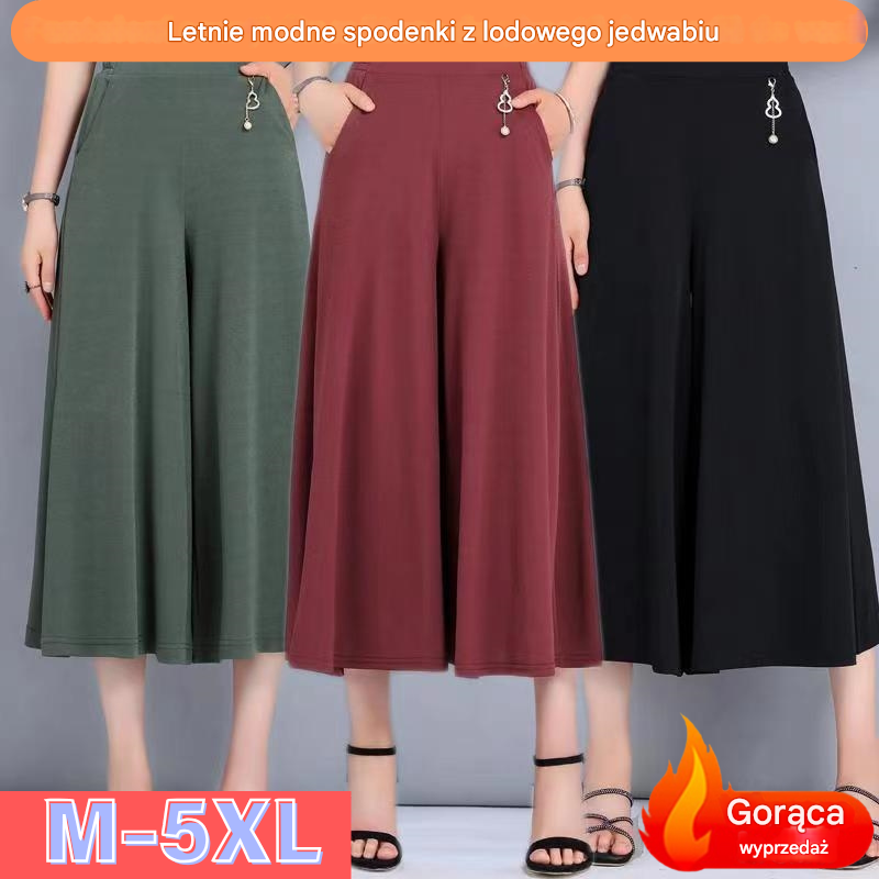 【50% DE DESCUENTO】❤️【Compra uno y llévate otro gratis】❤️【M-5XL】Pantalones cortos de seda helada de pierna ancha de verano para mujer 2025