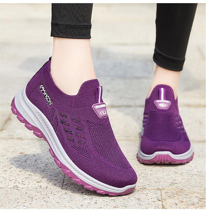 ✨2025 zapatos para caminar de suela blanda, transpirables y sin cordones para mujeres populares para personas de mediana edad y mayores