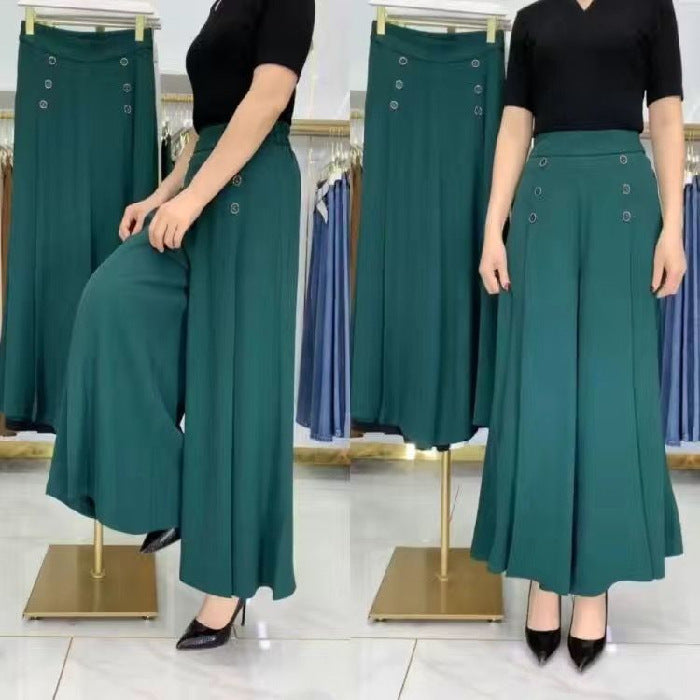 【🔥Hot Sale】💖【M-5XL】Modna ženska suknja širokih nogavica s visokim strukom na draperiju, prozračna, mekana i udobna, nezaobilazan dio vaše ljetne garderobe