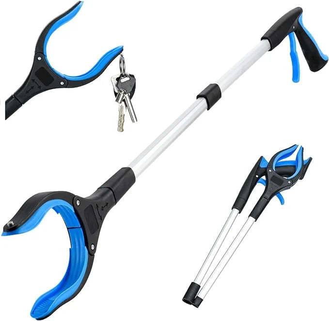 【Clip de basura plegable giratorio】 Agarre plegable con accesorio giratorio de 360°, modelo plegable de aleación de aluminio engrosado, duradero y fácil de almacenar.