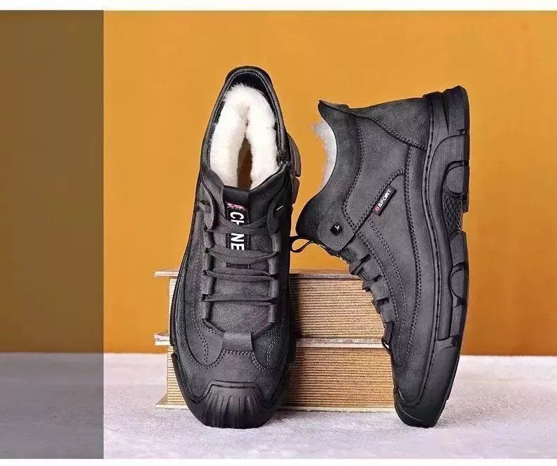 Venta caliente 🔥🍂2025 zapatos casuales de alta gama de invierno para hombres, zapatos de algodón grueso, cálidos y engrosados de terciopelo, zapatos de senderismo antideslizantes para exteriores