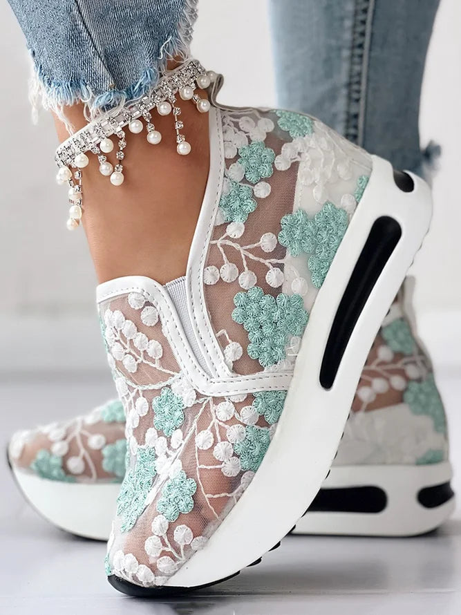 【Star Product】【35~41】 Cvjetni vez nove sportske ležerne cipele s prozirnom mrežicom, stilskog dizajna, meke i udobne
