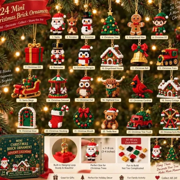 24-dňový mini adventný kalendár s vianočnými ozdobami z kociek