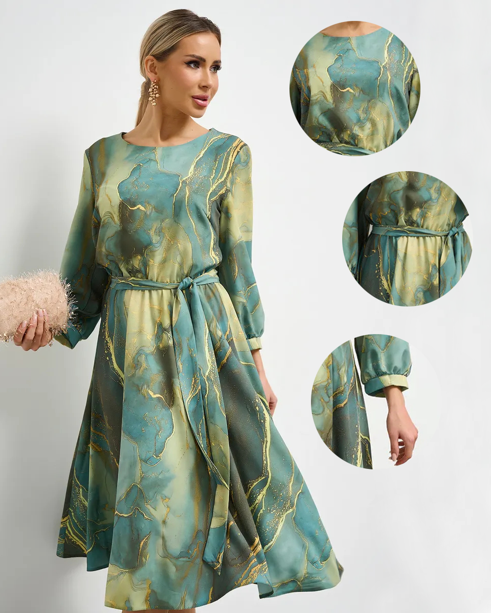 👗【Proljetna vila】elegantna zelena haljina s dugim rukavima i suknjom🌸💃