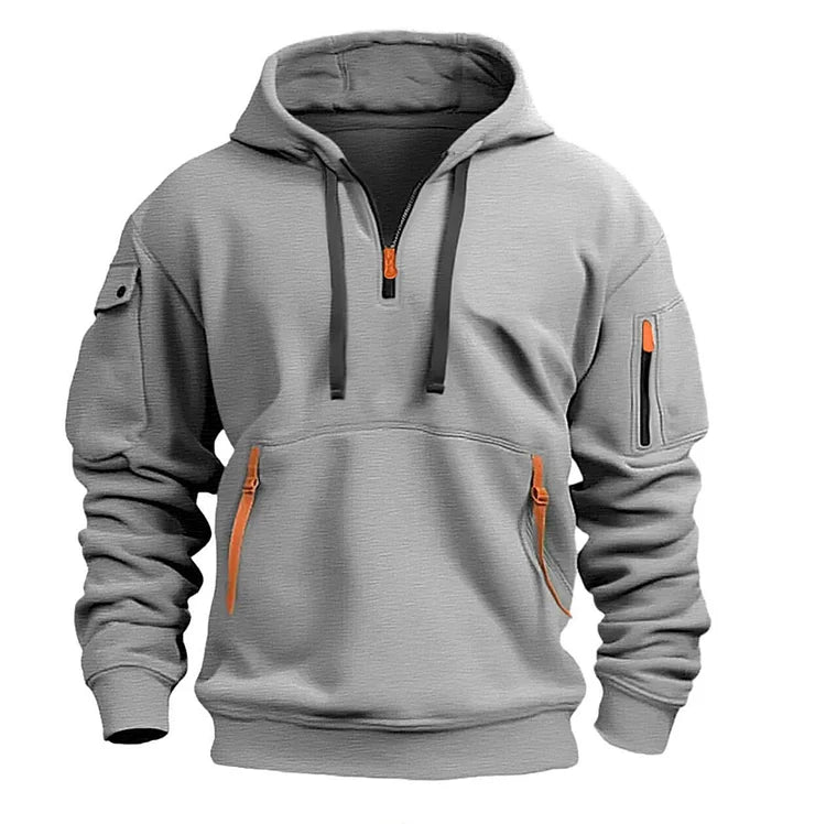 💥【S-5XL】Мъжки есенно-зимен ежедневен спортен суитшърт с качулка и цип с множество джобове💥Високо качество 💥Топлина