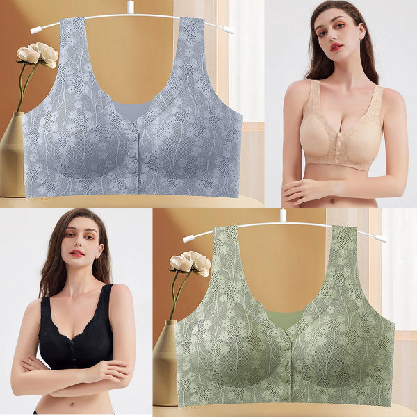 😍Proljetna rasprodaja - 49% popusta😍💥【2 komada】Ženski bežični grudnjak s prednjim gumbima, Traceless Ice Silk