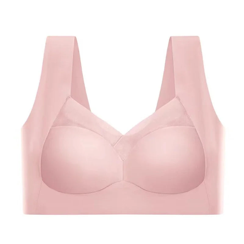 【50% zniżki】Biustonosz push-up z lodowego jedwabiu bez fiszbin, duży rozmiar