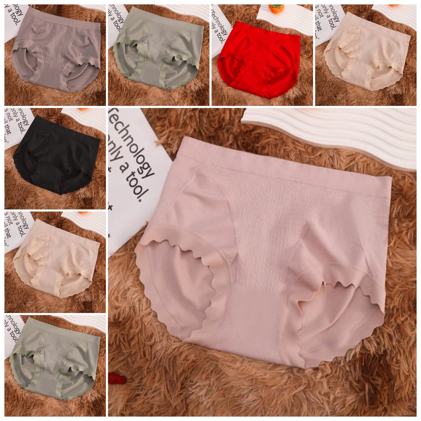 ✨💖【Compre 4 y obtenga 4 gratis】🩲【40-90KG】Ropa interior antibacteriana avanzada de cintura alta para mujer de color sólido