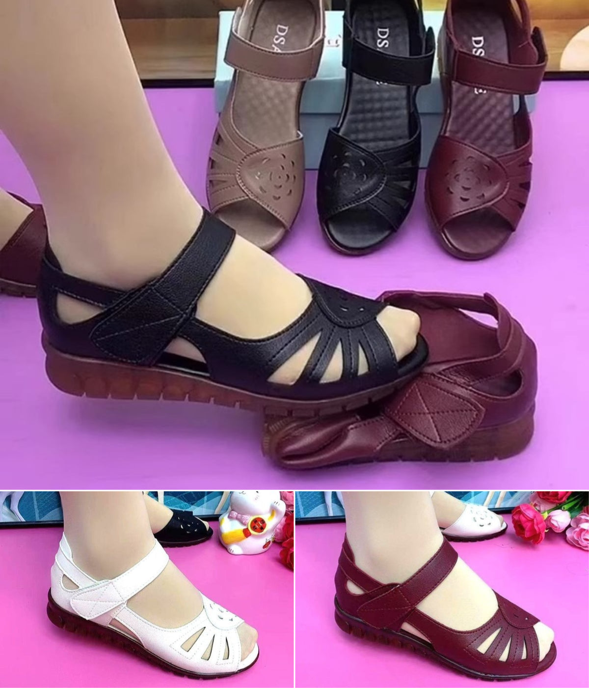 🌴【50% DE DESCUENTO】【35-41】Sandalias nuevas y cómodas de suela blanda de cuero genuino para mujeres de mediana edad y mayores