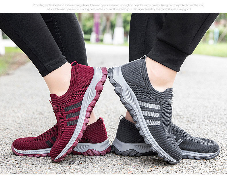 ✨2025 zapatos para caminar de suela blanda, transpirables y sin cordones para mujeres populares para personas de mediana edad y mayores