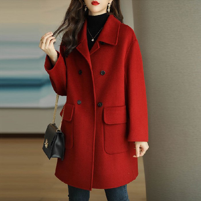 🌈⛄2025 primavera y otoño nuevo otoño e invierno abrigo de lana de longitud media de alta calidad color café, ✅Adecuado para usar en varias temporadas, ✅Delgado y elegante