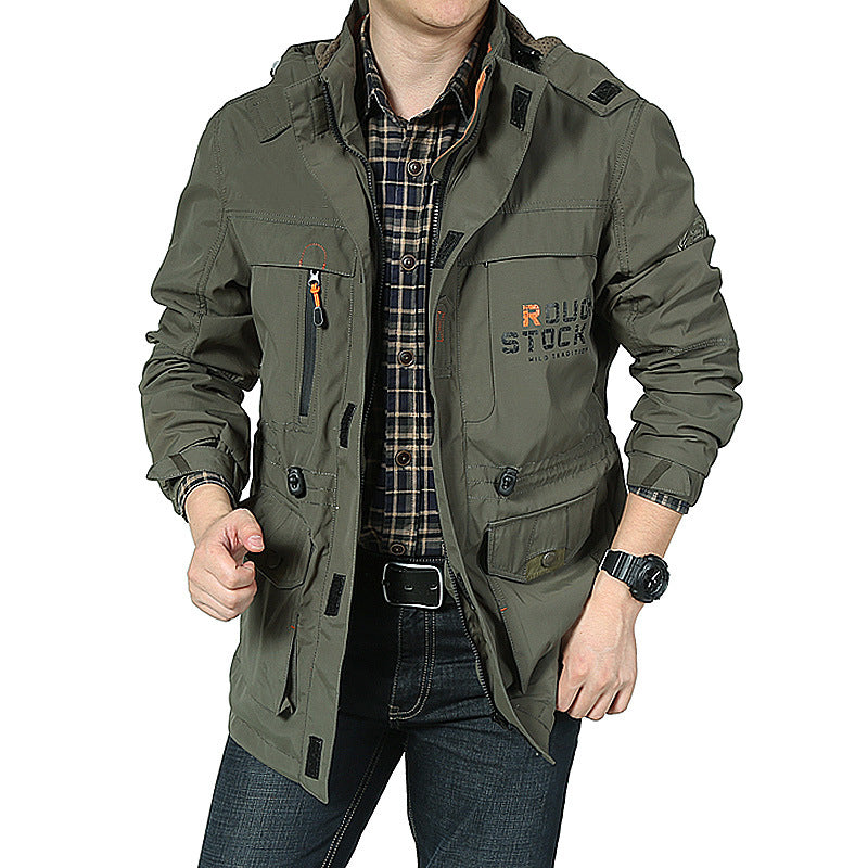 šćNuevo producto en ofertać š„ćM-5XLćChaqueta informal con capucha de longitud media para hombre