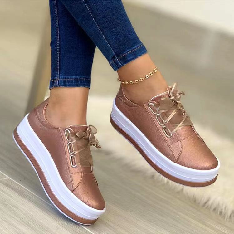 Nowe damskie buty codzienne z okrągłym noskiem i grubą podeszwą (35–43)