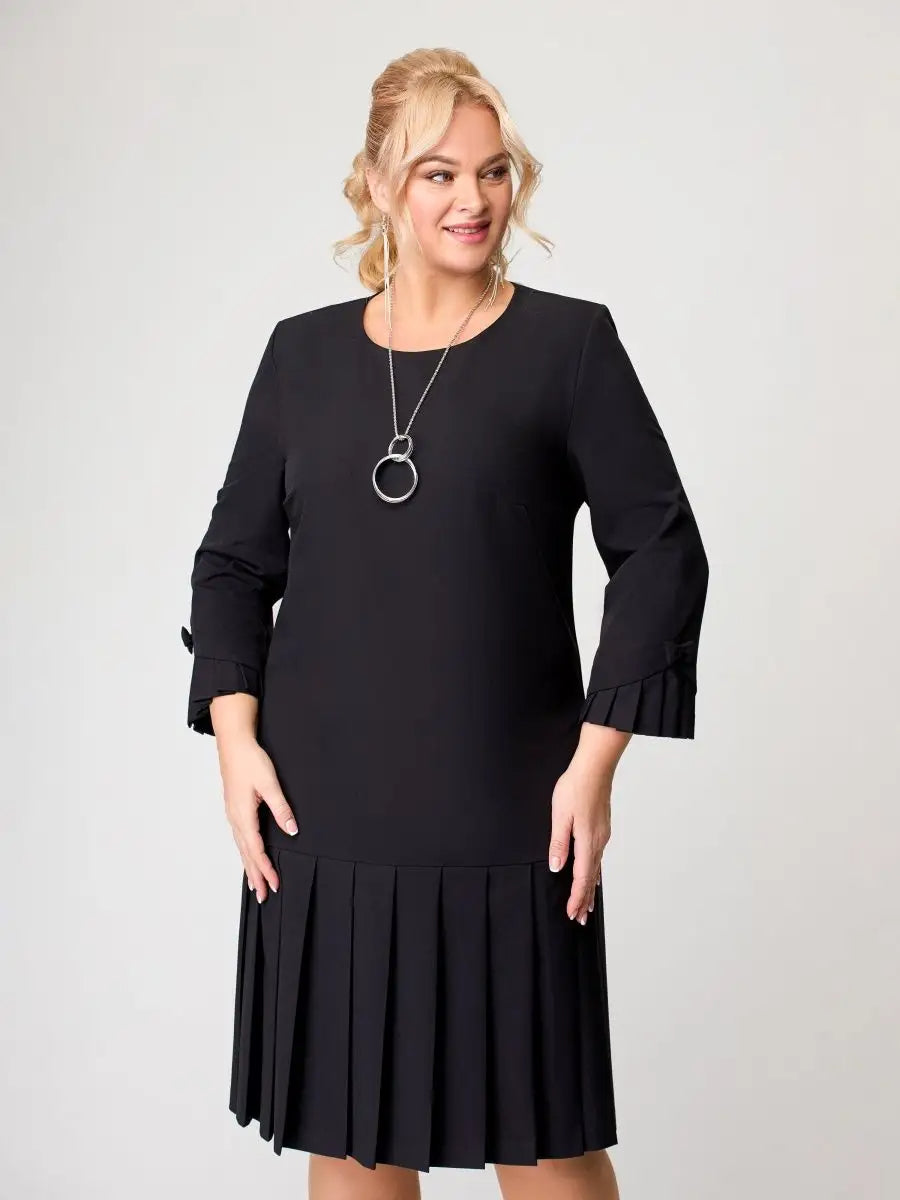 💌 【S-5XL】👗 2024 zimowa nowa wysokiej jakości elegancka sukienka w jednolitym kolorze-3813793