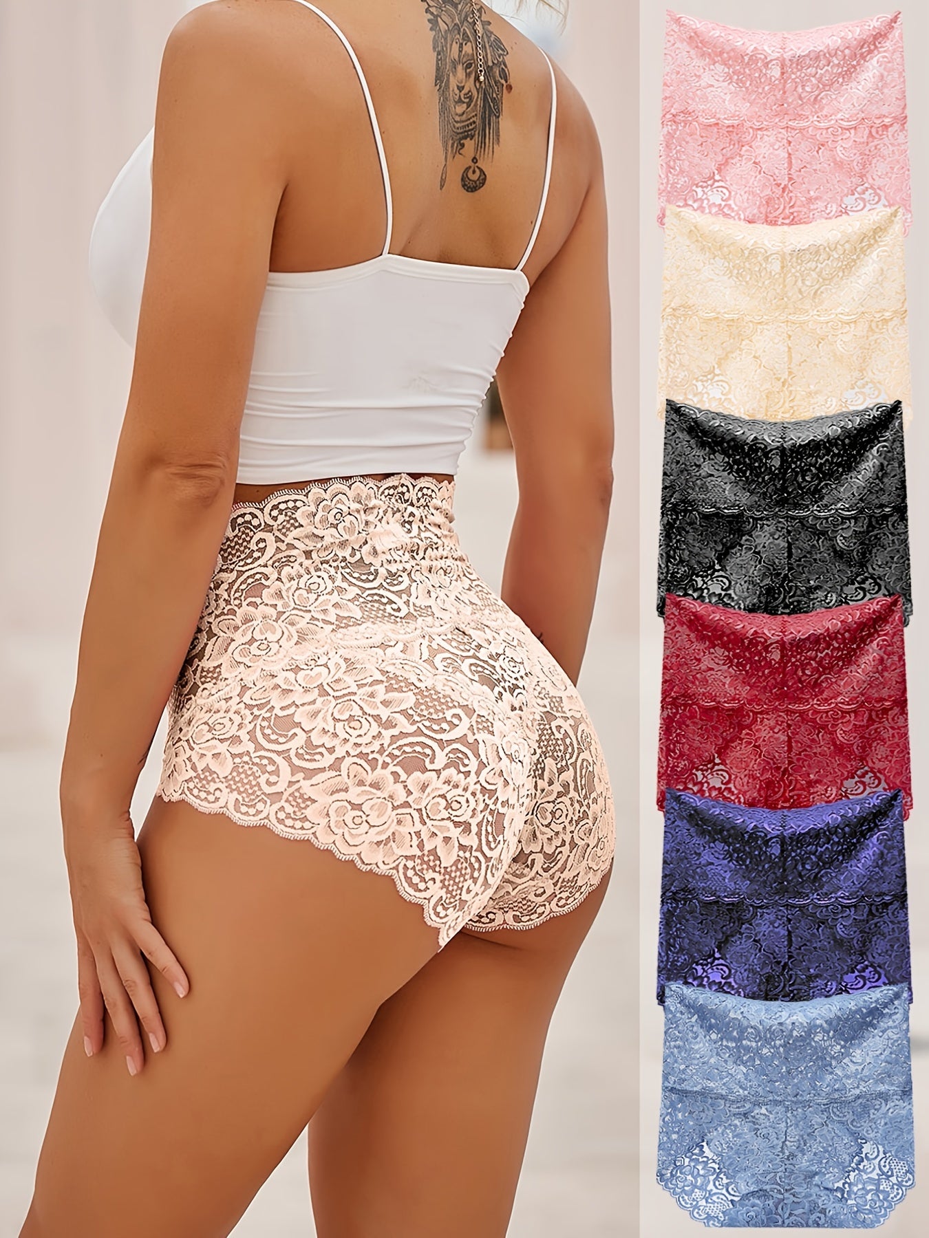 🔥🎀【Plaćanje pouzećem】🌸【Kupite 3, dobijte 3 gratis】- Antibakterijske čipkaste gaćice za oblikovanje tijela visokog struka (55-100 kg)