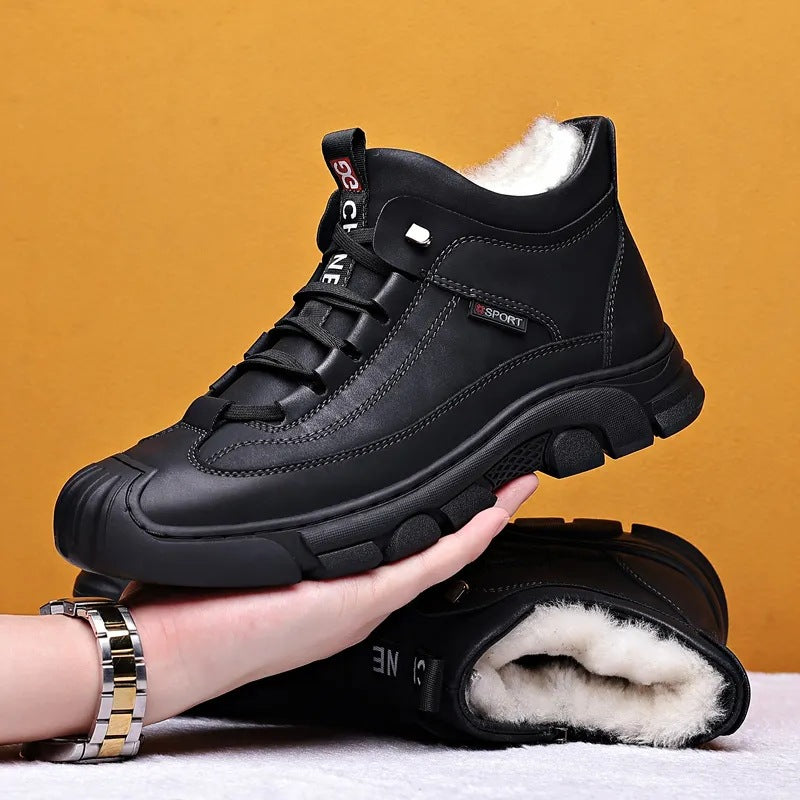 Venta caliente 🔥🍂2025 zapatos casuales de alta gama de invierno para hombres, zapatos de algodón grueso, cálidos y engrosados de terciopelo, zapatos de senderismo antideslizantes para exteriores