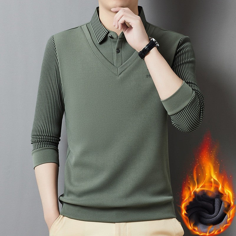 đ„Venta caliente đ„đ nuevo estilo suĂ©ter de punto para hombres de mediana edad camisa polo de moda con solapa superiorăM-4XLă