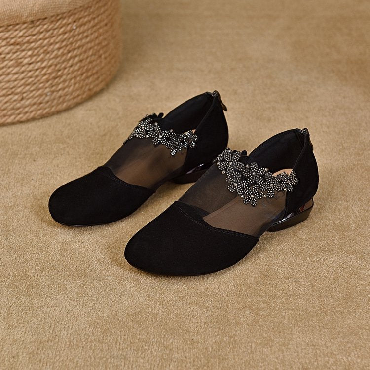 【Venta caliente】【35-41】2025 Nuevos Tacones de Cuña con Fondo Suave de Malla Hueca para Mujer
