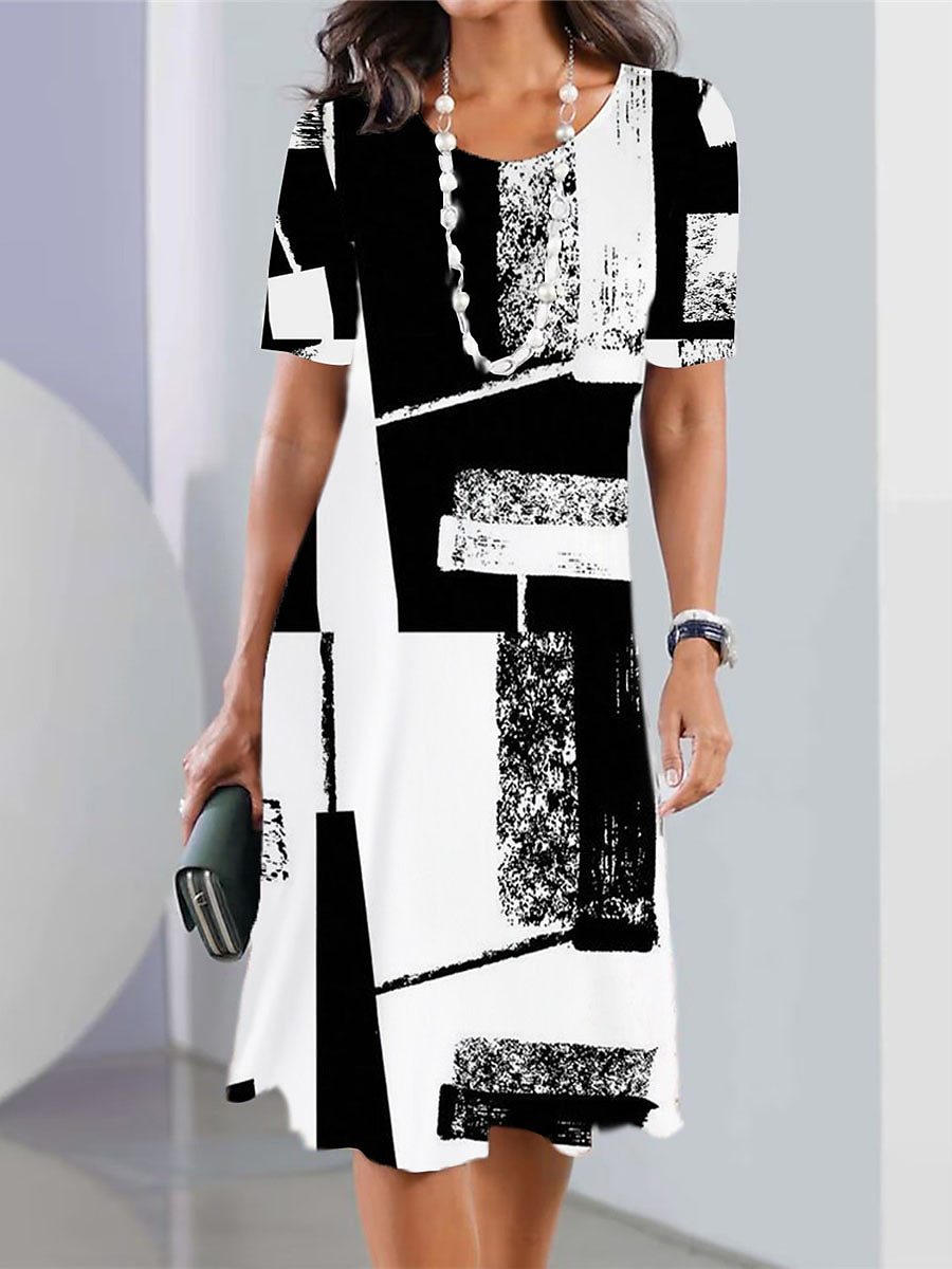 🌷🏆Nowe produkty w gorącej wyprzedaży🌷👗【XS-5XL】2025seksowna sukienka z okrągłym dekoltem i nadrukiem dla kobiet