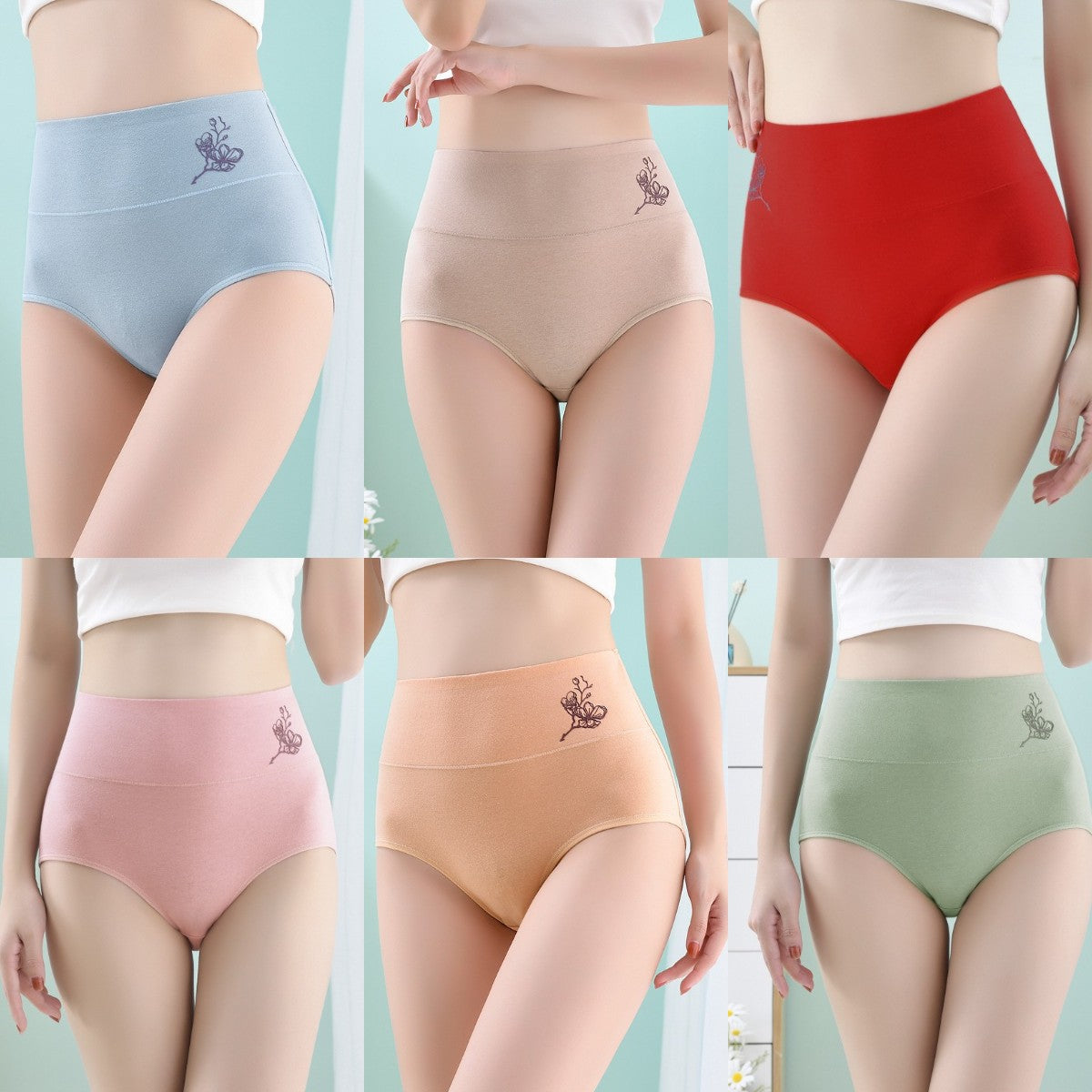 💖Último día 50% de descuento- 【Compra 3 y llévate 3 gratis】【40-100 kg】Braguitas de algodón puro de cintura alta y realce de cadera, tallas grandes