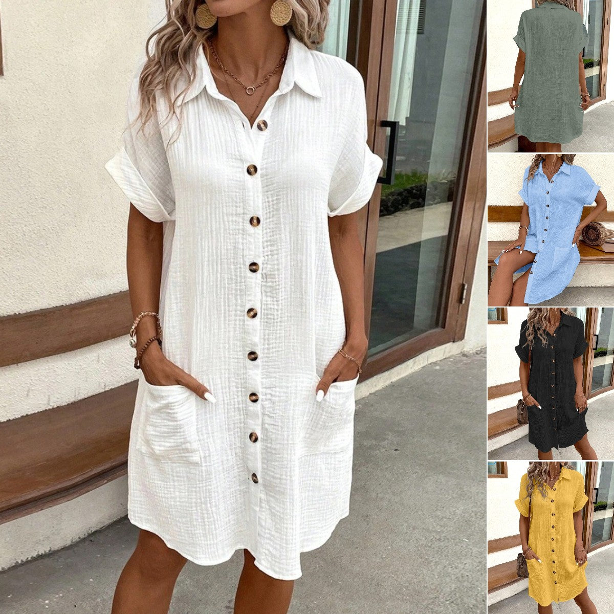 🎁 【50% zniżki przez ograniczony czas】 👗2025 bawełniana i lniana sukienka z krótkim rękawem, lekka i oddychająca