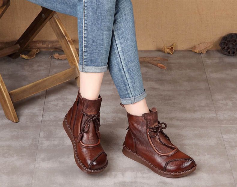 🌷Nowości z wczesnej jesieni 2025 w przedsprzedaży 🎉🌟【35-40】👢Klasyczne, damskie, retro, modne, krótkie, skórzane buty z miękką podeszwą i bocznym zamkiem błyskawicznym