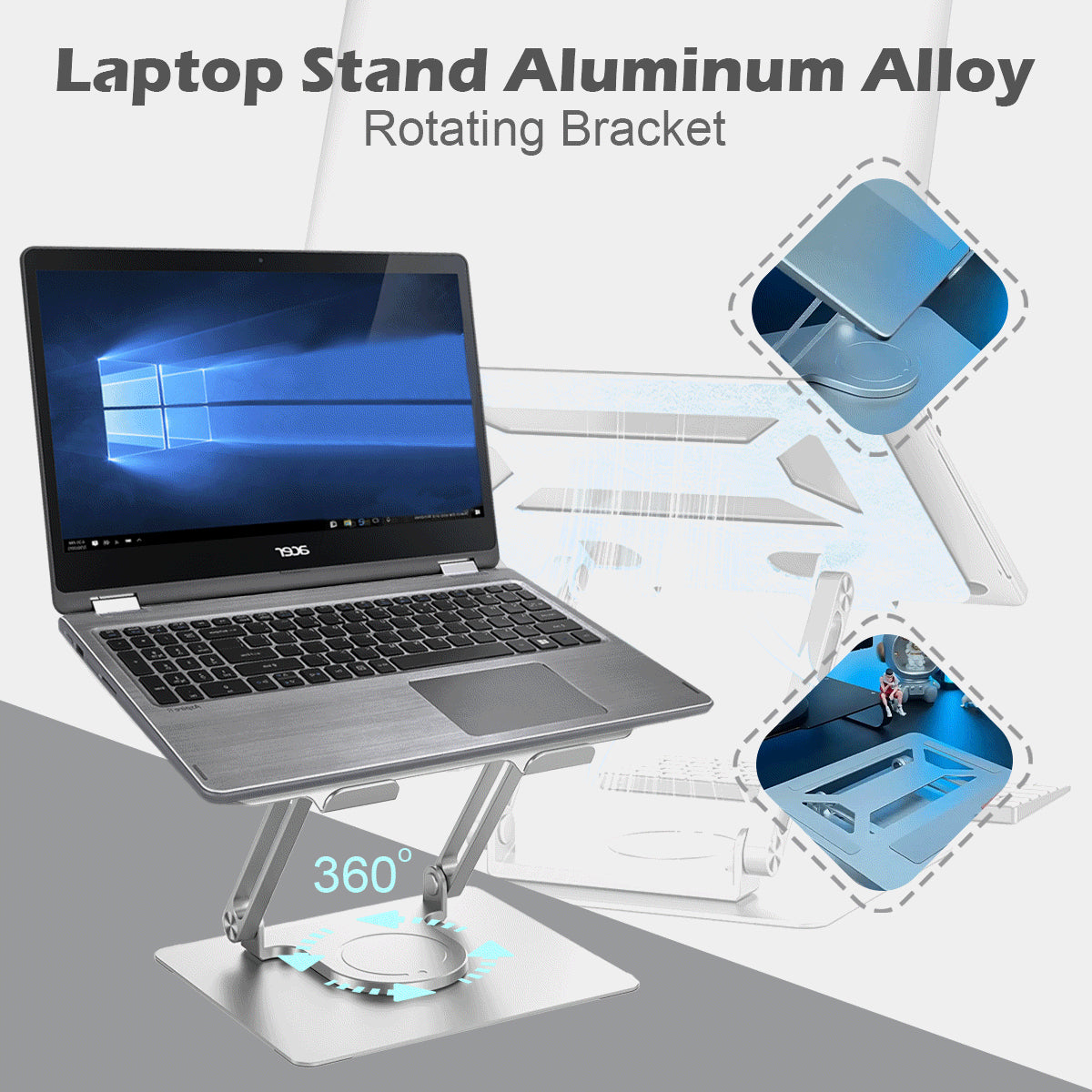 💻💥Producto más vendido🔥Soporte de escritorio giratorio multifunción plegable de 360 grados, adecuado para tabletas, computadoras portátiles y teléfonos móviles