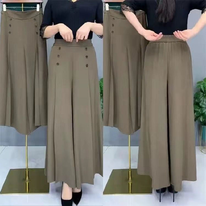 【🔥Hot Sale】💖【M-5XL】Modna ženska suknja širokih nogavica s visokim strukom na draperiju, prozračna, mekana i udobna, nezaobilazan dio vaše ljetne garderobe