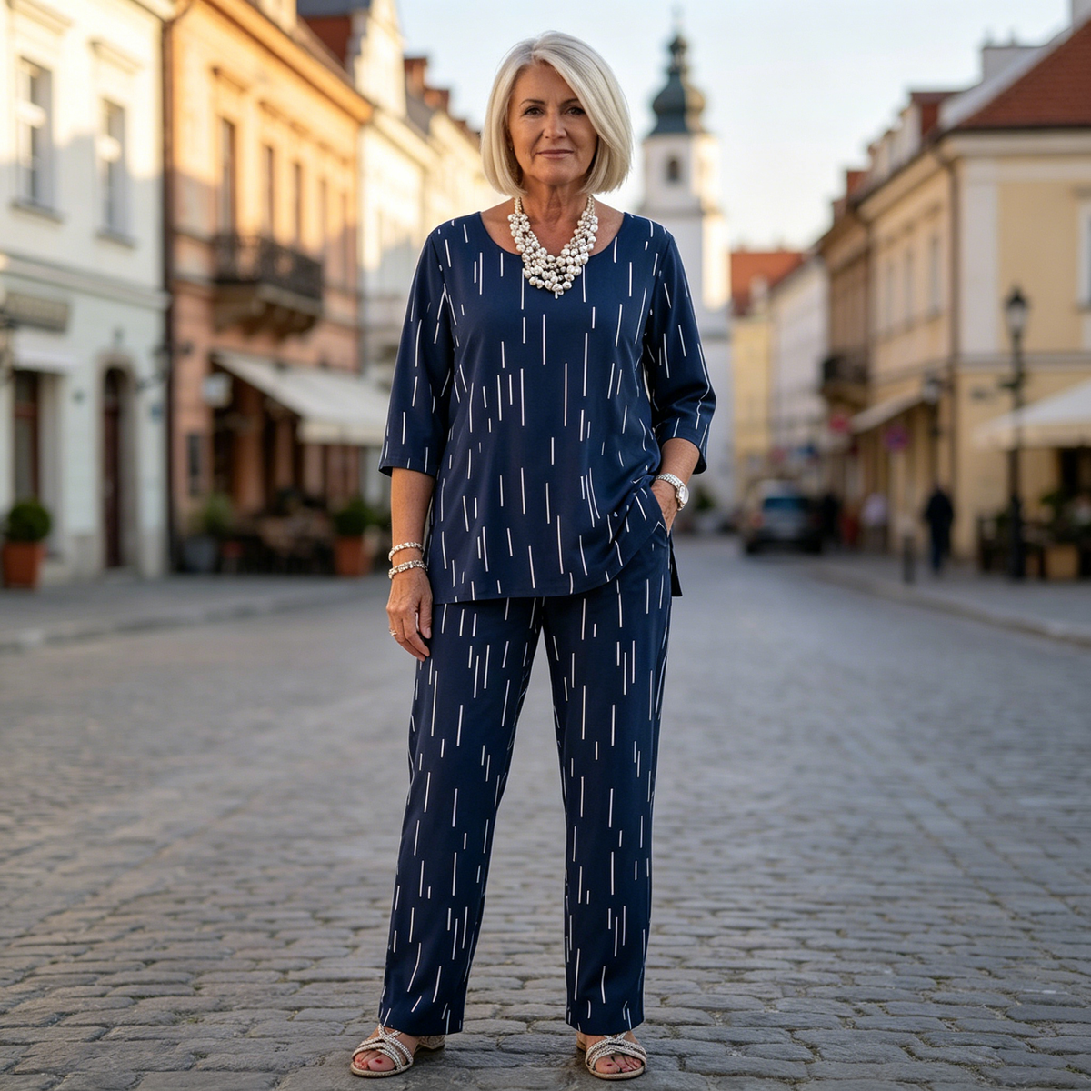 💥🔥【Top + spodnie】【40-110 kg】Wiosna i lato, nowy fason, okrągły dekolt, rękaw ćwierć, luźny dwuczęściowy komplet
