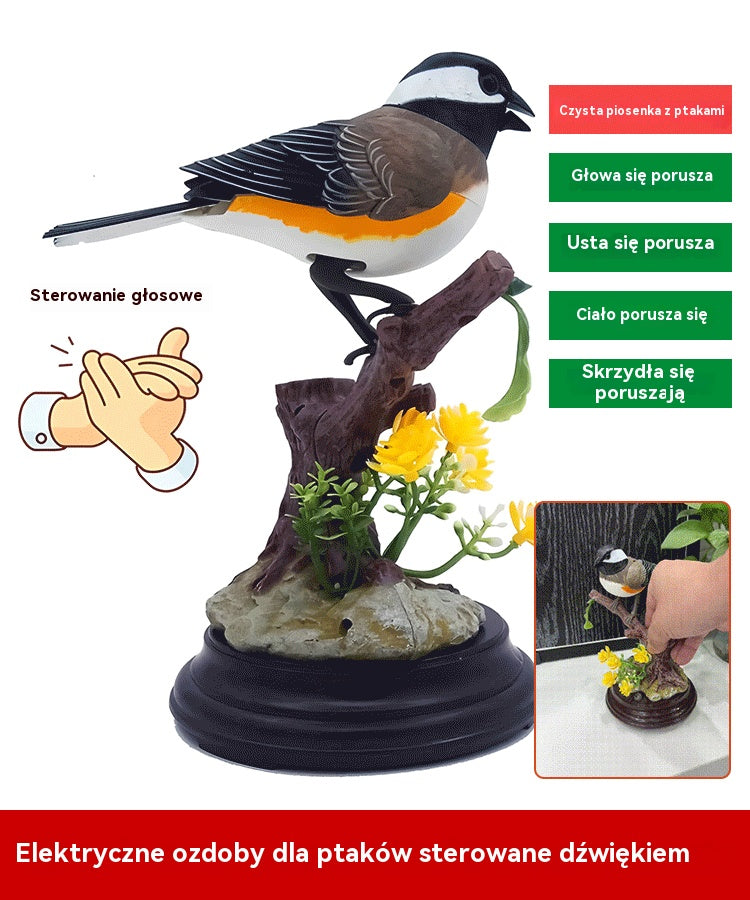🦜🐦Symulacja sterowana głosem, kreatywne, urocze ozdoby ptaków sterowane głosem, dekoracyjne ozdoby na biurko