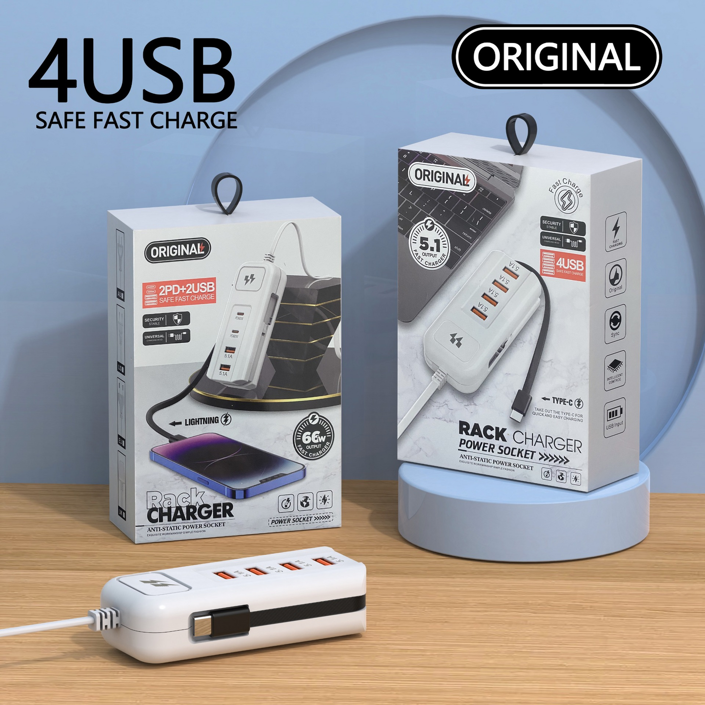🔥Nuevo producto🔥 ⚡ Cable de extensión USB Smart Hub de 4 puertos, carga rápida de 30 minutos, protección contra sobretensiones, lo que garantiza una carga ordenada.