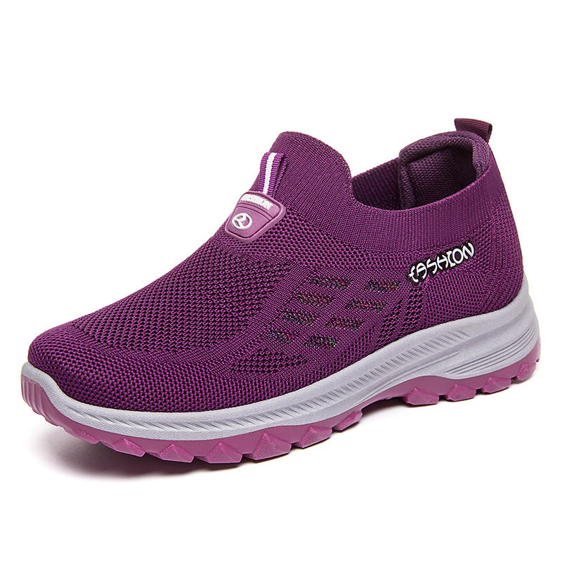 ✨2025 zapatos para caminar de suela blanda, transpirables y sin cordones para mujeres populares para personas de mediana edad y mayores