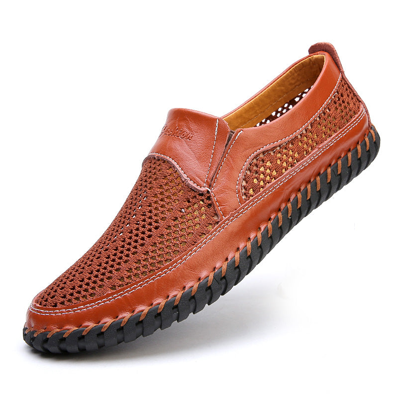 💥🔥【38-48】👞Nowe męskie buty ze skóry siatkowej na wiosnę i lato - duże rozmiary - prawdziwa skóra bydlęca, odporne na pot i nieprzyjemny zapach, oddychające i wygodne🔥💥