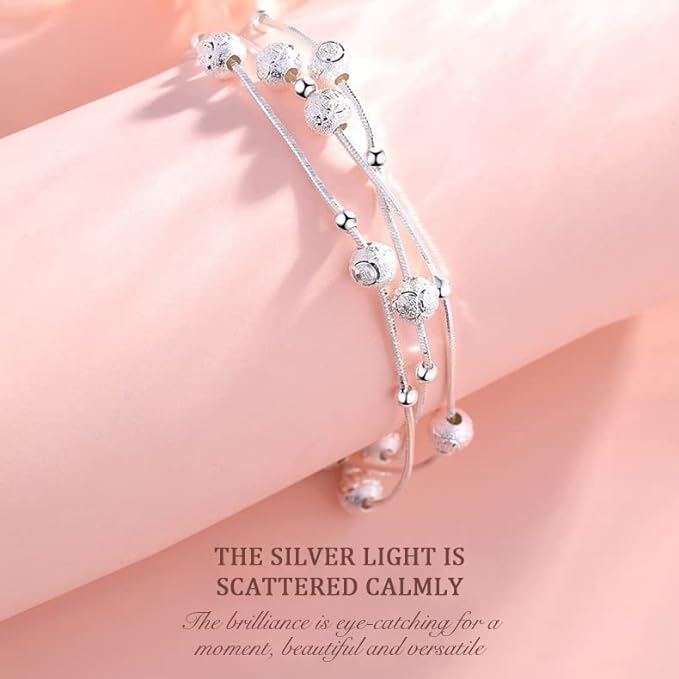 🍨【Compre 1 y obtenga 1 gratis】🧊 Pulsera creativa y minimalista de plata 999 con cuentas de la suerte “Tres vidas, tres mundos” brillantes, pulsera de plata para mujer