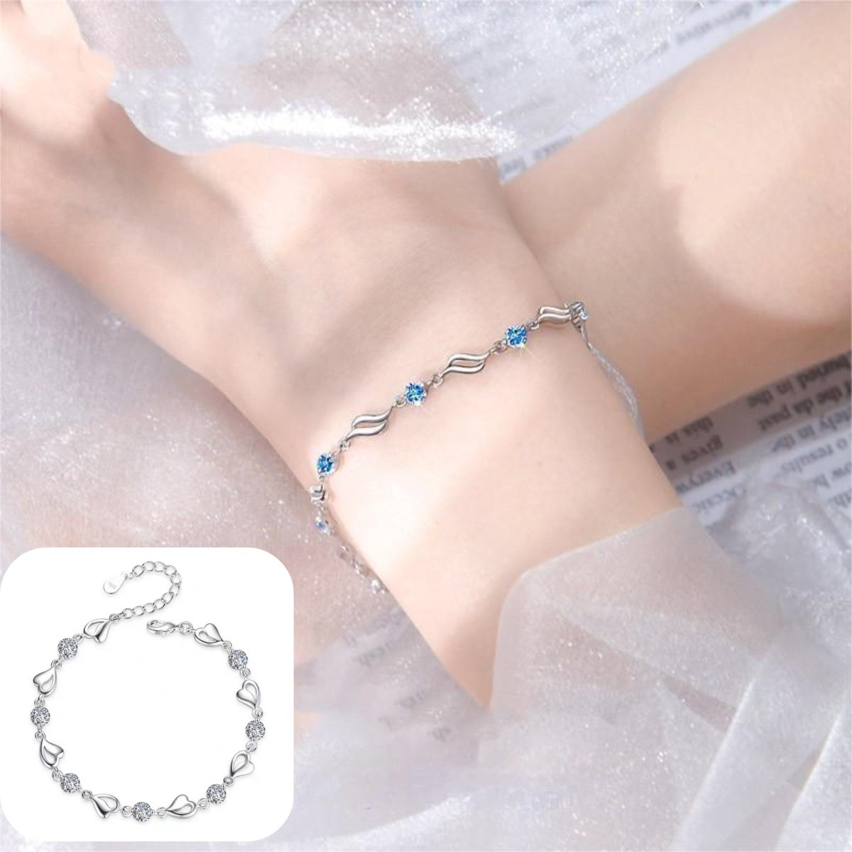 ✨✨【Купете 1, вземете 1 безплатно】💎💎Дамска гривна от сребро 925 с форма на океанско сърце, модерна, лек лукс, нишова, изящна