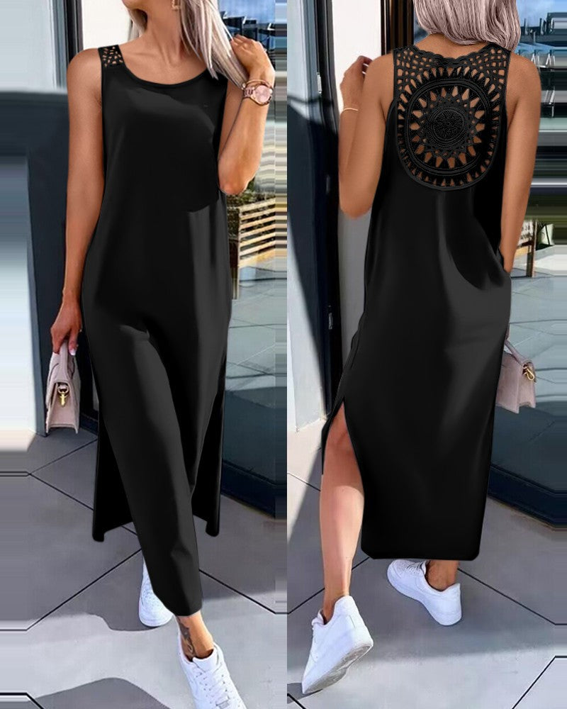 💟👗【S-XXL】Čipkana ljetna haljina bez rukava s prorezima sa strane