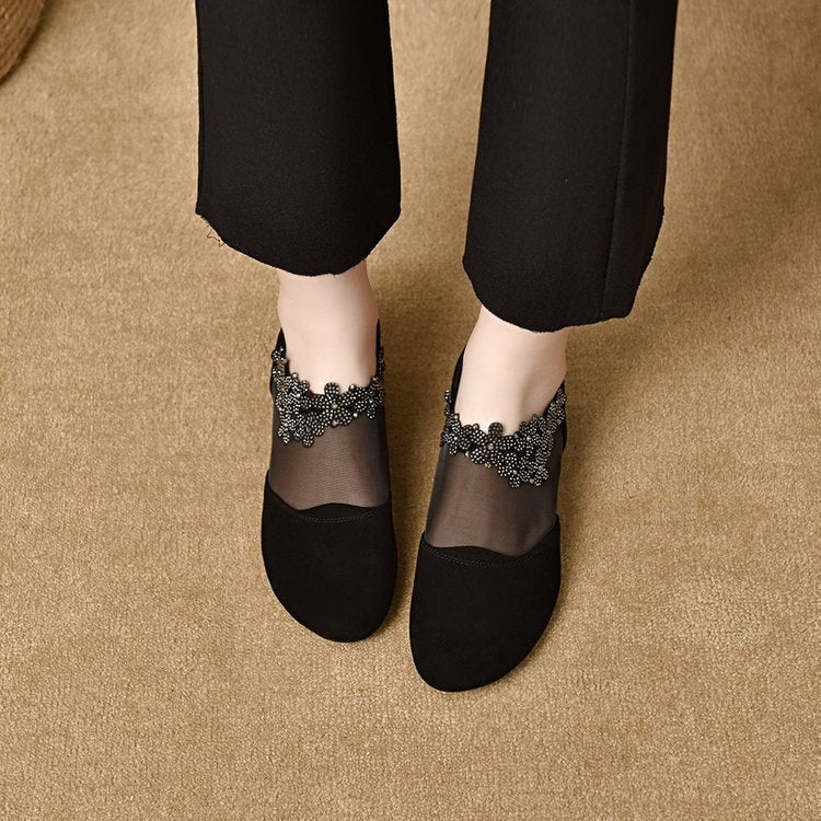 【Venta caliente】【35-41】2025 Nuevos Tacones de Cuña con Fondo Suave de Malla Hueca para Mujer