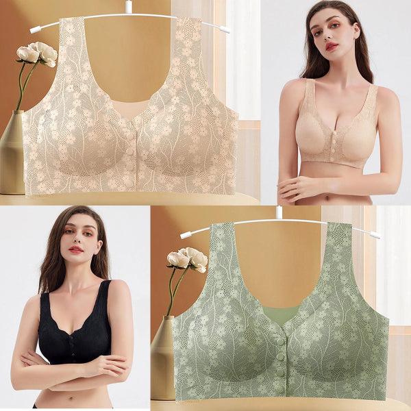 😍Proljetna rasprodaja - 49% popusta😍💥【2 komada】Ženski bežični grudnjak s prednjim gumbima, Traceless Ice Silk
