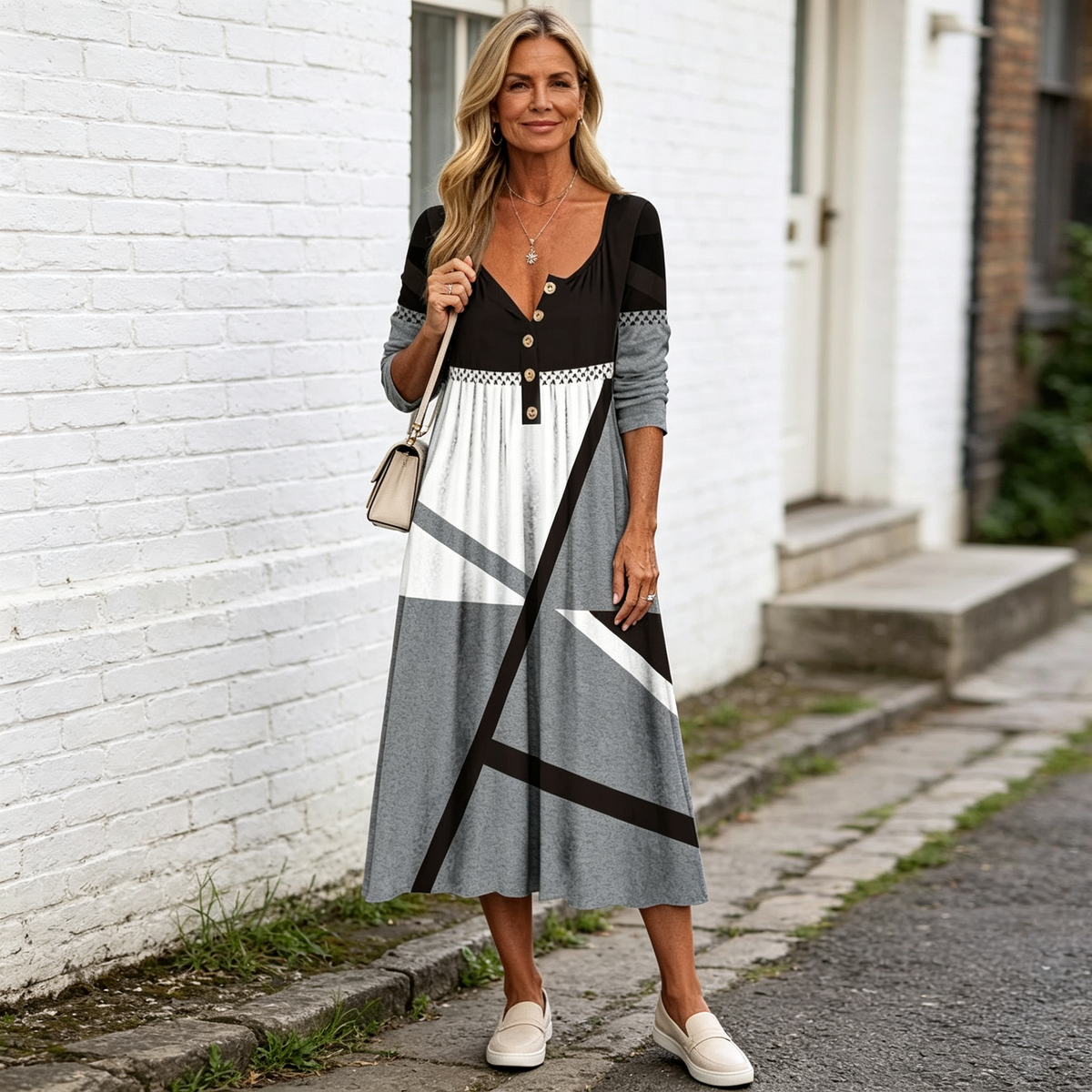 đăOferta especialăăS-5XLăđElegante vestido midi: combina estilo y comodidad, adecuado para todas las ocasiones.