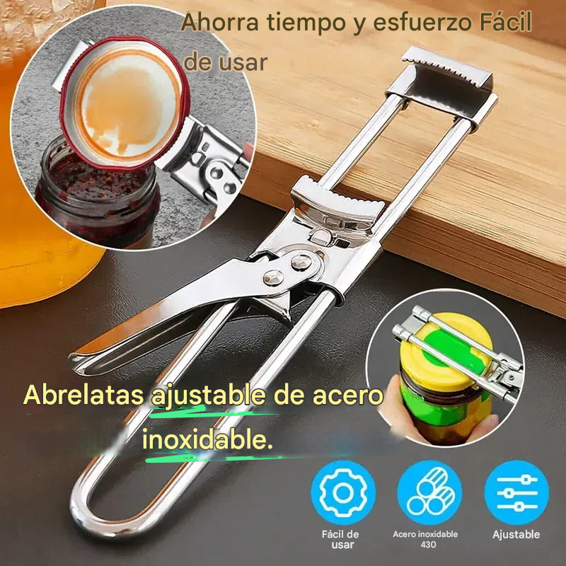 🌈Oferta especial 43% de descuento🔥【Compra uno y llévate otro gratis】🥫Abridor de botellas ajustable de acero inoxidable multifuncional creativo🥗Puede abrir latas y mermeladas