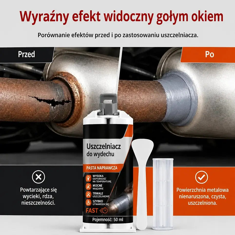 ⭐🔧 Wysokotemperaturowa szpachla naprawcza do wydechu: opracowana specjalnie do stali; zapewnia mocne, trwałe połączenie, które jest odporne na ekstremalne ciepło i wibracje. 🚗✅