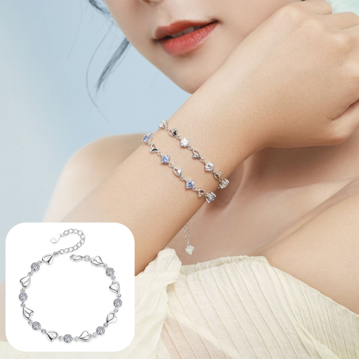 ✨✨【Купете 1, вземете 1 безплатно】💎💎Дамска гривна от сребро 925 с форма на океанско сърце, модерна, лек лукс, нишова, изящна