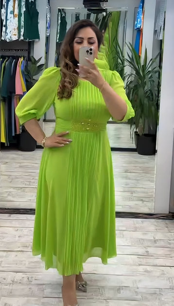 【🔥Producto estrella 🔥】👗【S-5XL】Vestido de gasa informal, elegante, clásico, sencillo y moderno para mujer.