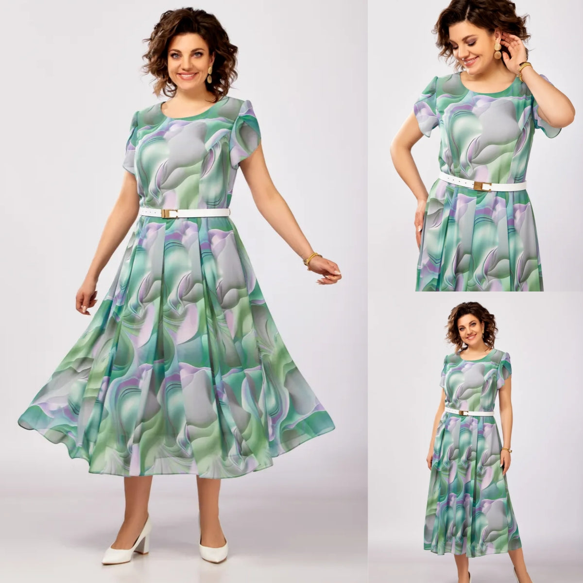 Venta caliente 🔥🥰【S-5XL】2025 nuevo vestido de gasa elegante de alta calidad, este es un vestido verde muy hermoso, es muy elegante cuando se usa, adecuado para la vida diaria y fiestas.