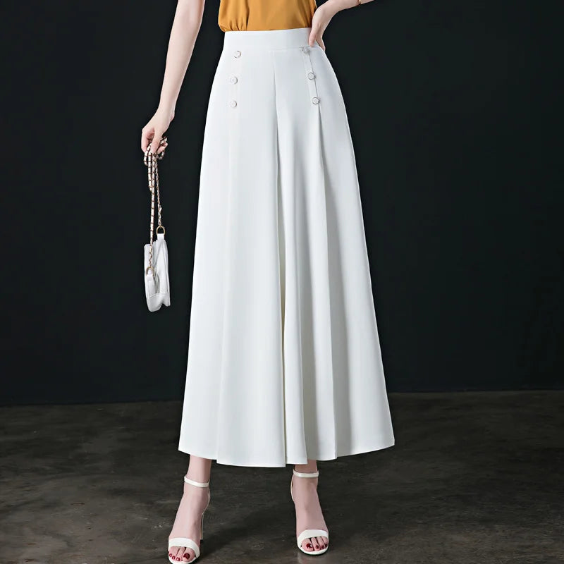 【🔥Hot Sale】💖【M-5XL】Modna ženska suknja širokih nogavica s visokim strukom na draperiju, prozračna, mekana i udobna, nezaobilazan dio vaše ljetne garderobe