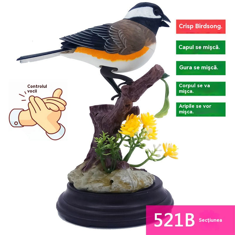 🦜🐦Symulacja sterowana głosem, kreatywne, urocze ozdoby ptaków sterowane głosem, dekoracyjne ozdoby na biurko