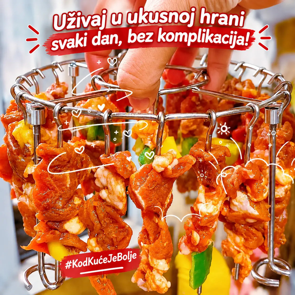 šš ReÅ”etka za roÅ”tilj od nehrÄajuÄeg Äelika 304 za friteze na vruÄi zrak (ukljuÄuje 24 ražnjiÄa)